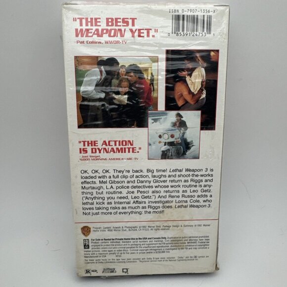 "Lethal Weapon 3" 1992 (VHS) Mel Gibson - Picture 2 of 3
